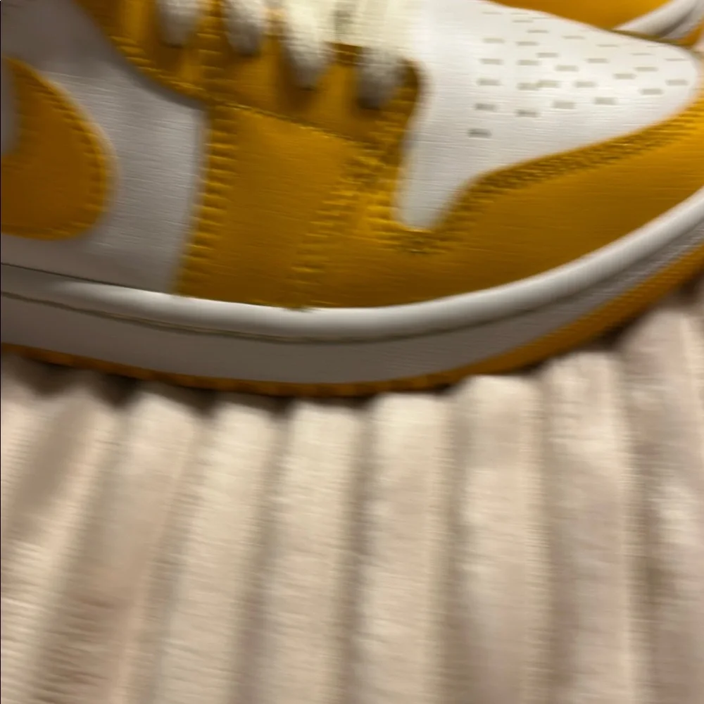 Air Jordan Yellow and White High-Top Sneakers size 8 GUC.